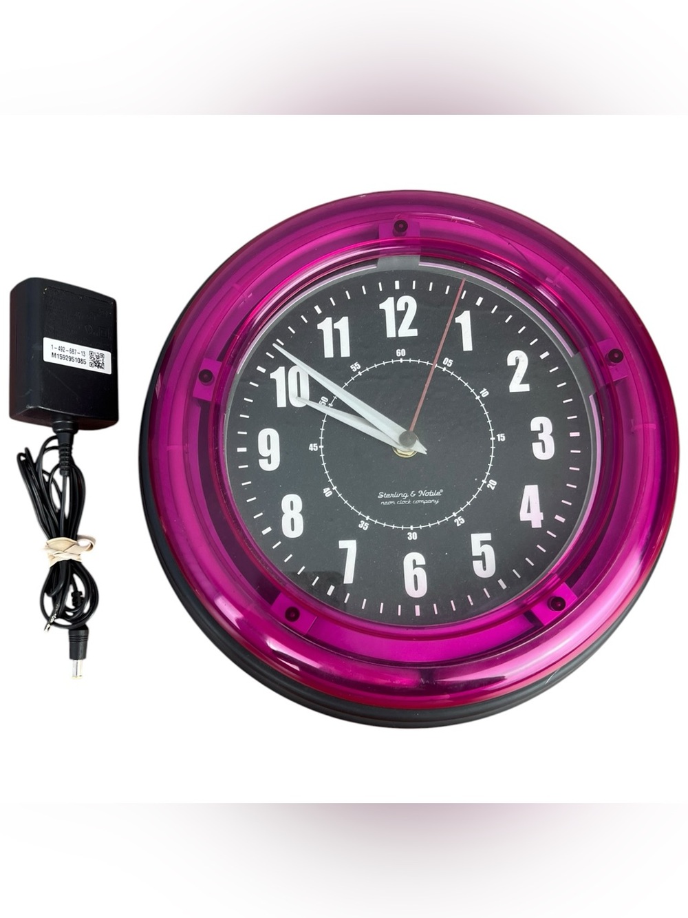 Sterling & Noble Neon Retro Hanging Wall Clock Pink Analog Quartz Plastic (READ)